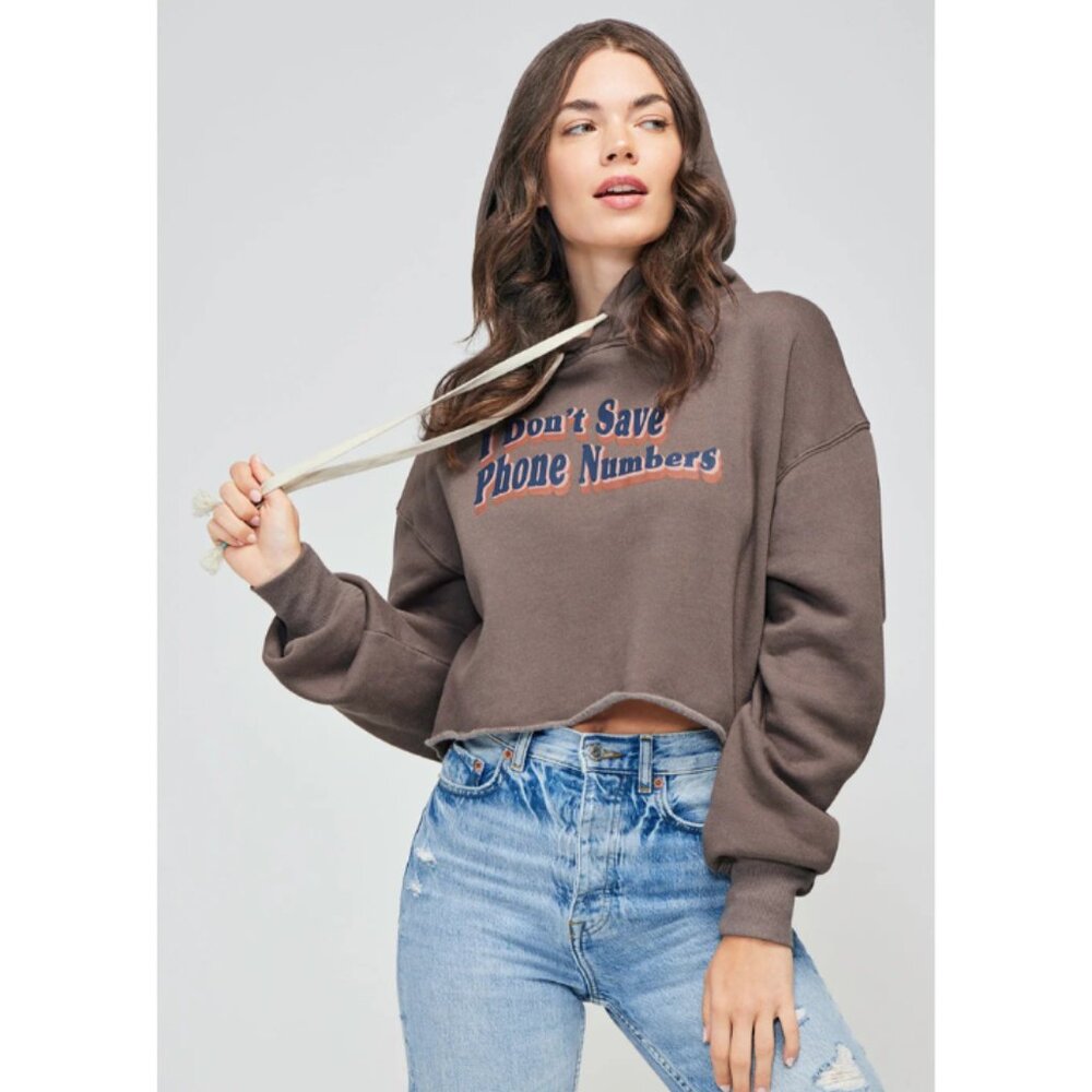Wildfox NWT Women's Falcon (Brown) WHO DIS HARLEY Hoodie Sweatshirt, Size Large